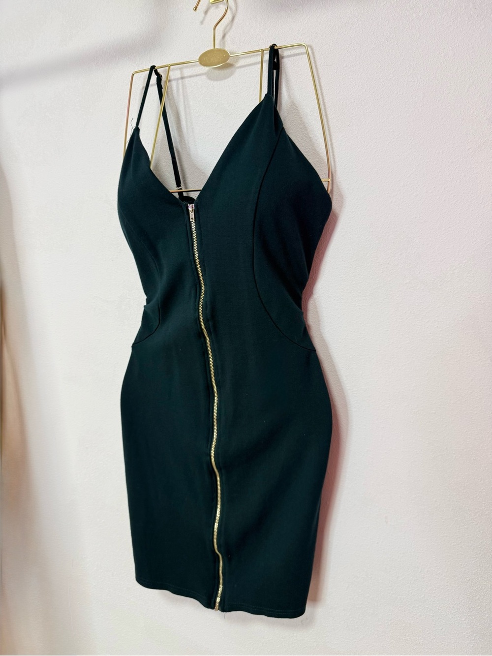 Women’s Emerald Green Bodycon Zip-Front Dress